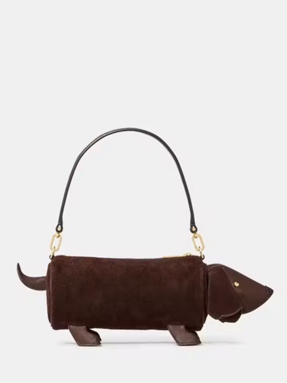 Kate Spade New York Charlie Dachshund Dog Suede Crossbody Bag Brown NWT - Picture 3 of 5